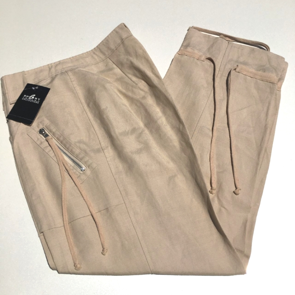 Sherry Taylor Collections Khaki Colored Drawstring Pants Size Small Beige